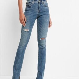 Express Blue Distressed Flare Jeans